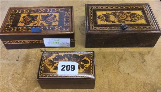 Tunbridge Ware - 3 floral mosaic boxes